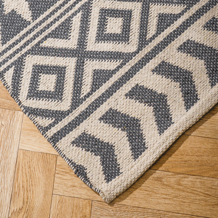 Handwoven Jacquard Rug Aztec - Dark grey (120 x 180cm)-CARPET