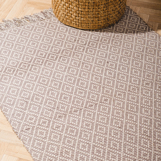 Handwoven Jacquard Rug Small Diamond - Beige (120x180cm)-CARPET