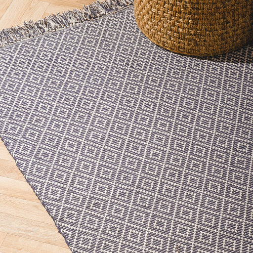 Handwoven Jacquard Rug Small Diamond - Dark Grey (120x180cm)-CARPET