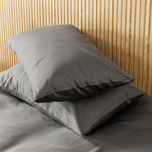 Heritage Collection Cotton Linen Blend Duvet Cover Set Charcoal-Duvet Cover Sets