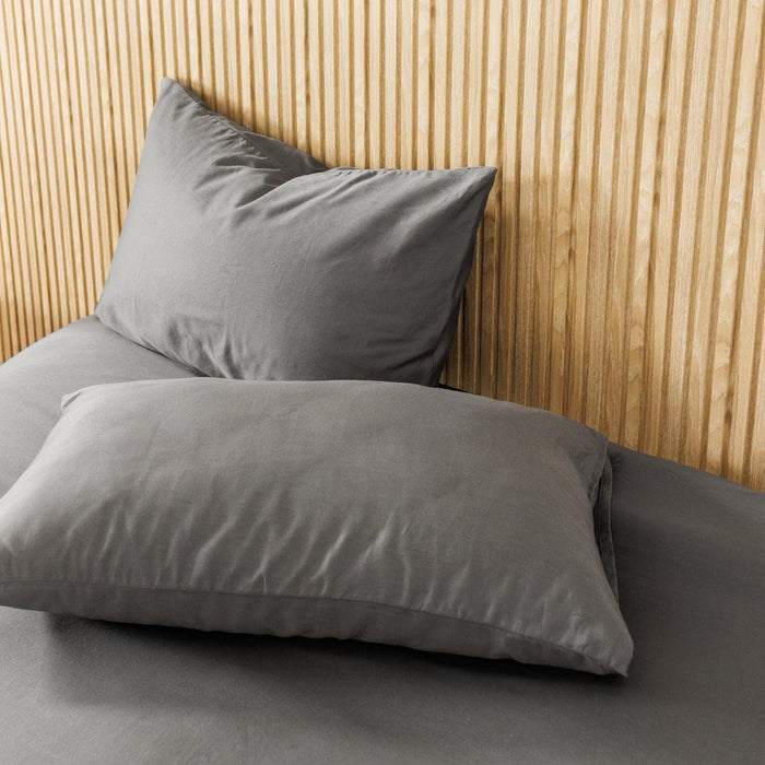 Heritage Collection Cotton Linen Blend Pillowcase Pair Charcoal-Pillowcases