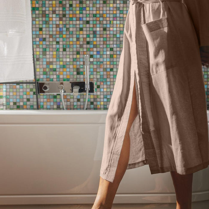 Heritage Collection Luxury Linen and Lyocell Kimono Gown Sandstone-Bathrobes