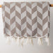 Herringbone Jacquard Throw - Beige-Throw