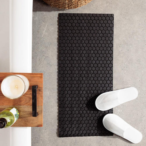 Hexagonal PVC Bath Mat Black-Bath Mats