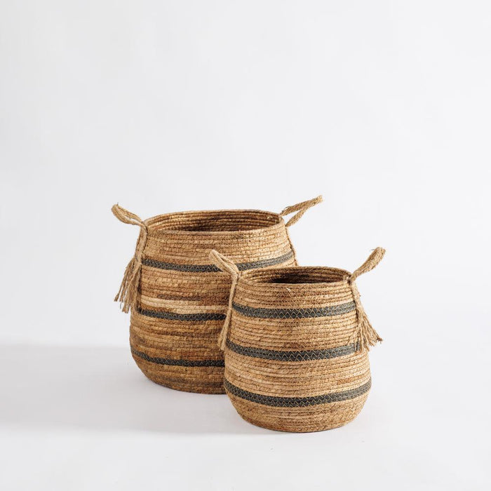 Home.Life Banana Leaf Black Stripe Basket Natural-Storage Basket
