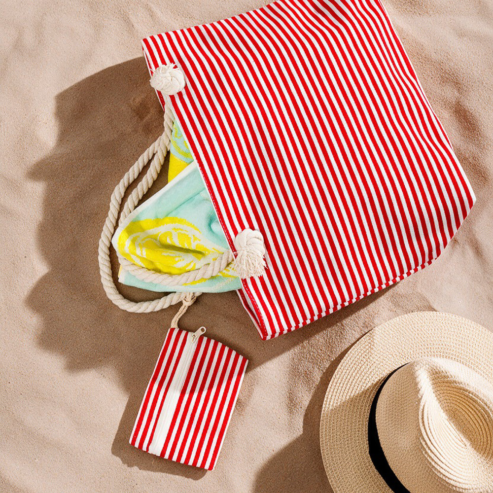 Home.Life Beach Bag Stripe Red-Beach Bags