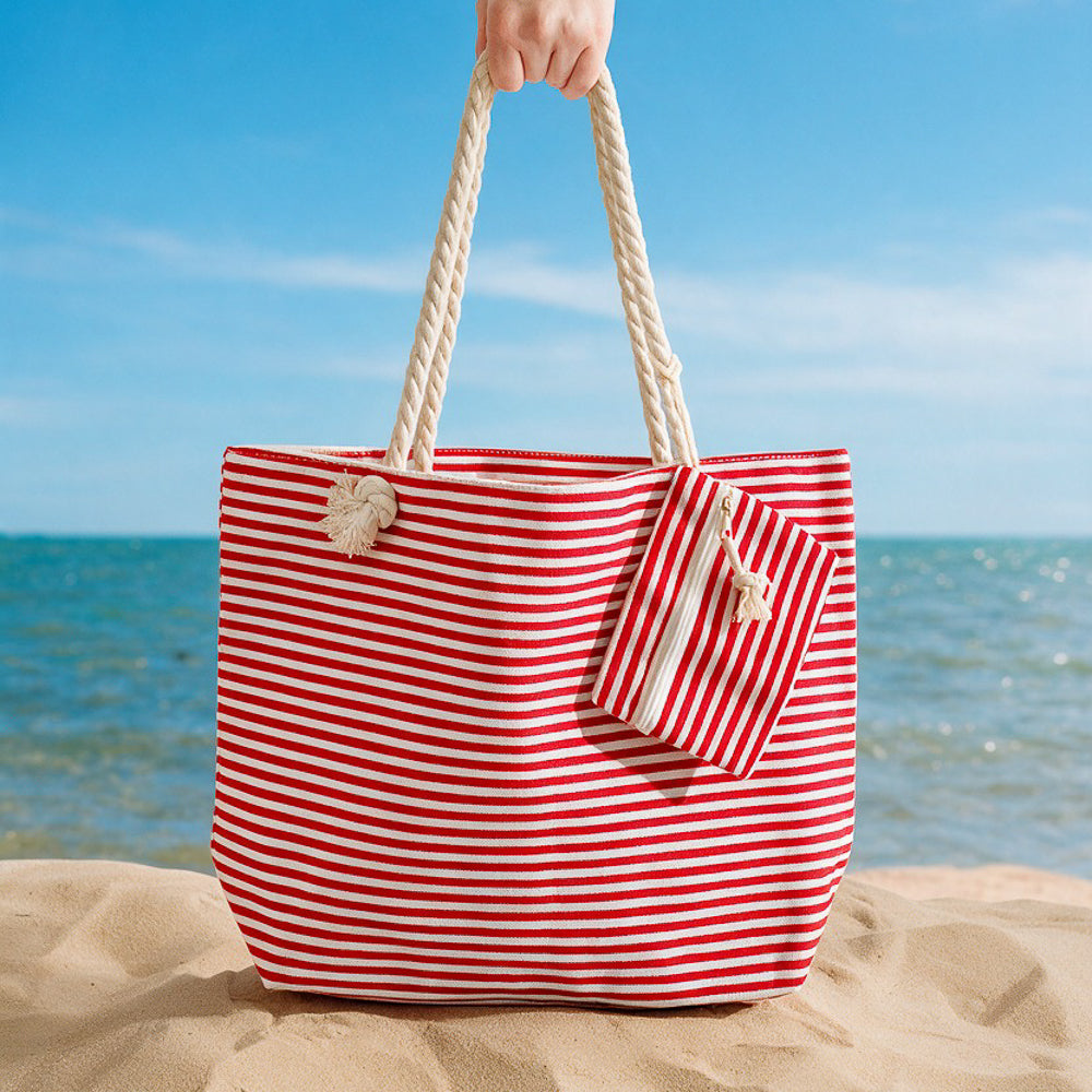 Home.Life Beach Bag Stripe Red-Beach Bags