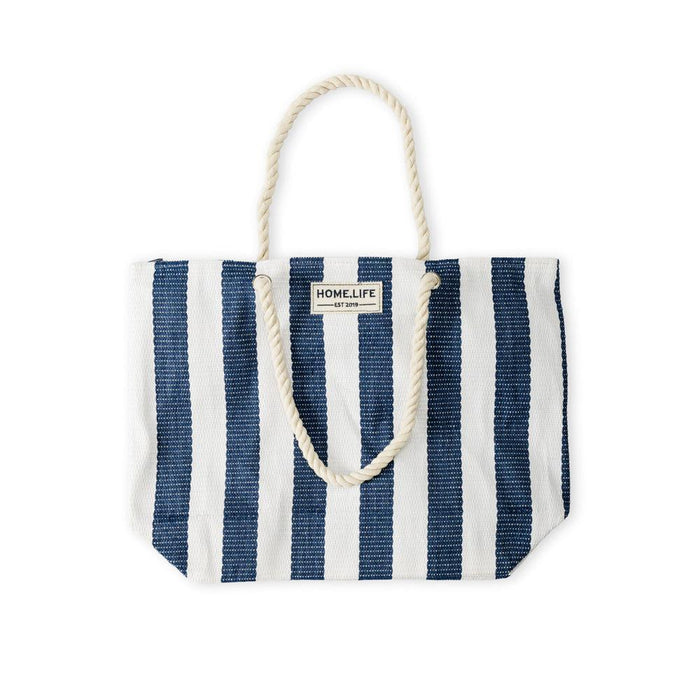 Home.Life Broad Stripe Beach Bag Blue-Beach Bags