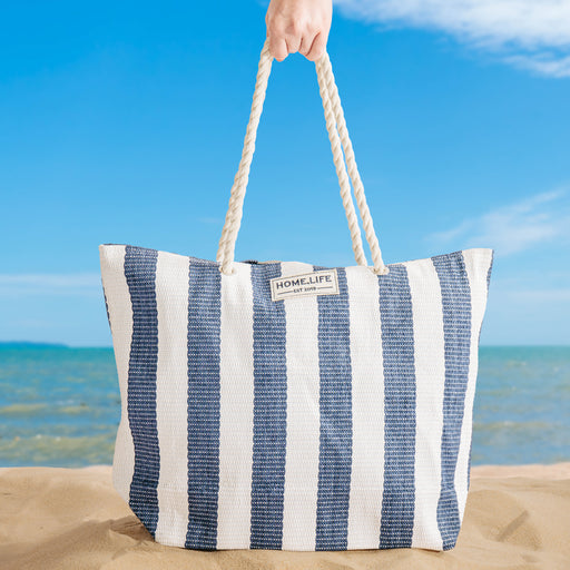 Home.Life Broad Stripe Beach Bag Blue-Beach Bags