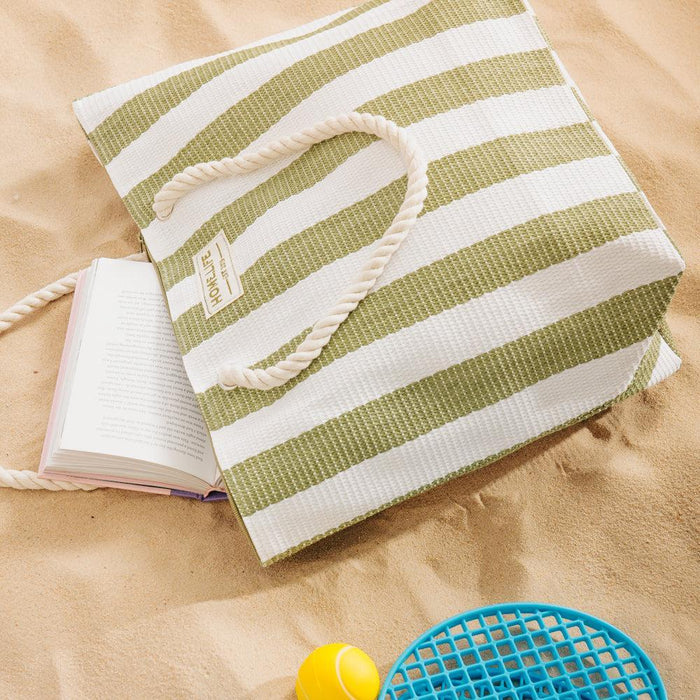 Home.Life Broad Stripe Beach Bag Green-Beach Bags