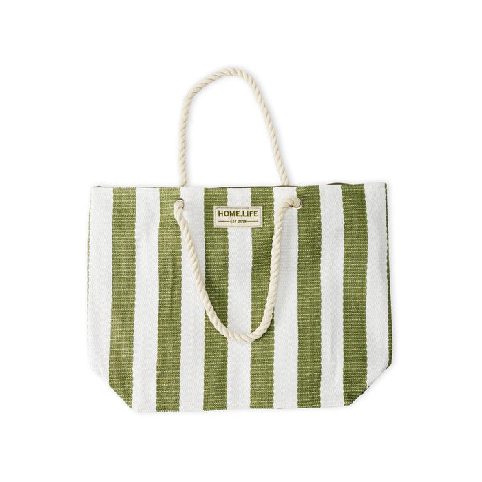 Home.Life Broad Stripe Beach Bag Green-Beach Bags