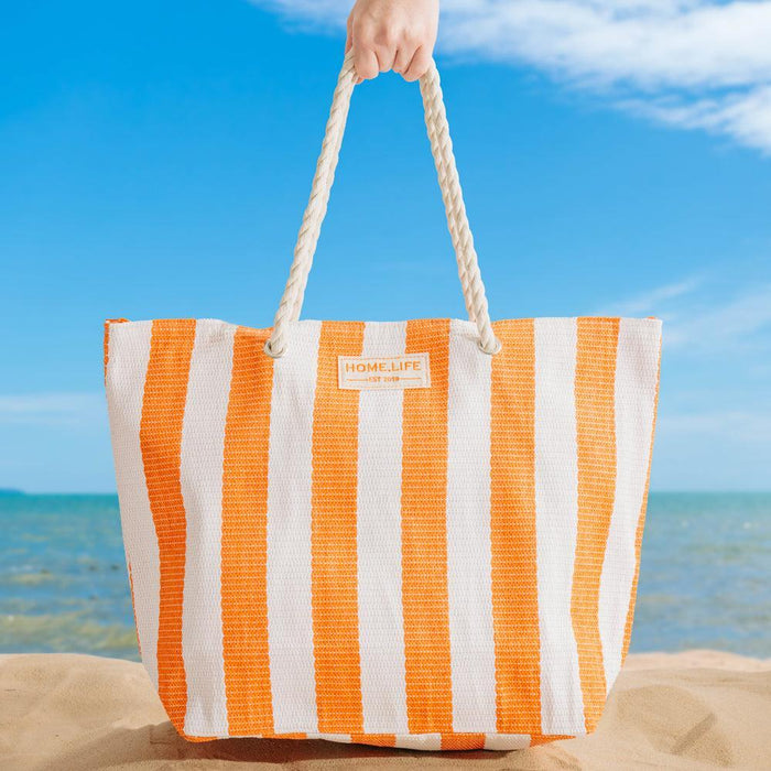 Home.Life Broad Stripe Beach Bag Orange-Beach Bags