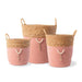 Conical Bulrush & Paper Basket - Coral-Basket