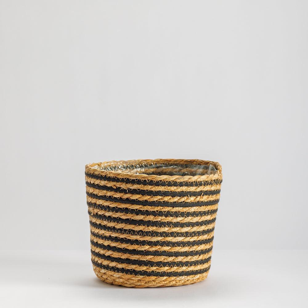 Home.life Bulrush Cotton Planter Lined Black-Planter