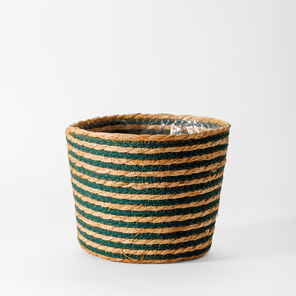 Home.life Bulrush Cotton Lined Planter Forest Green-Planters