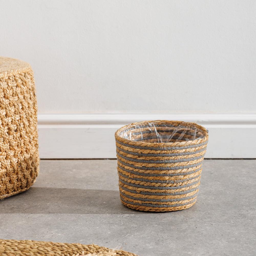 Home.life Bulrush Cotton Planter Lined Grey-Planter