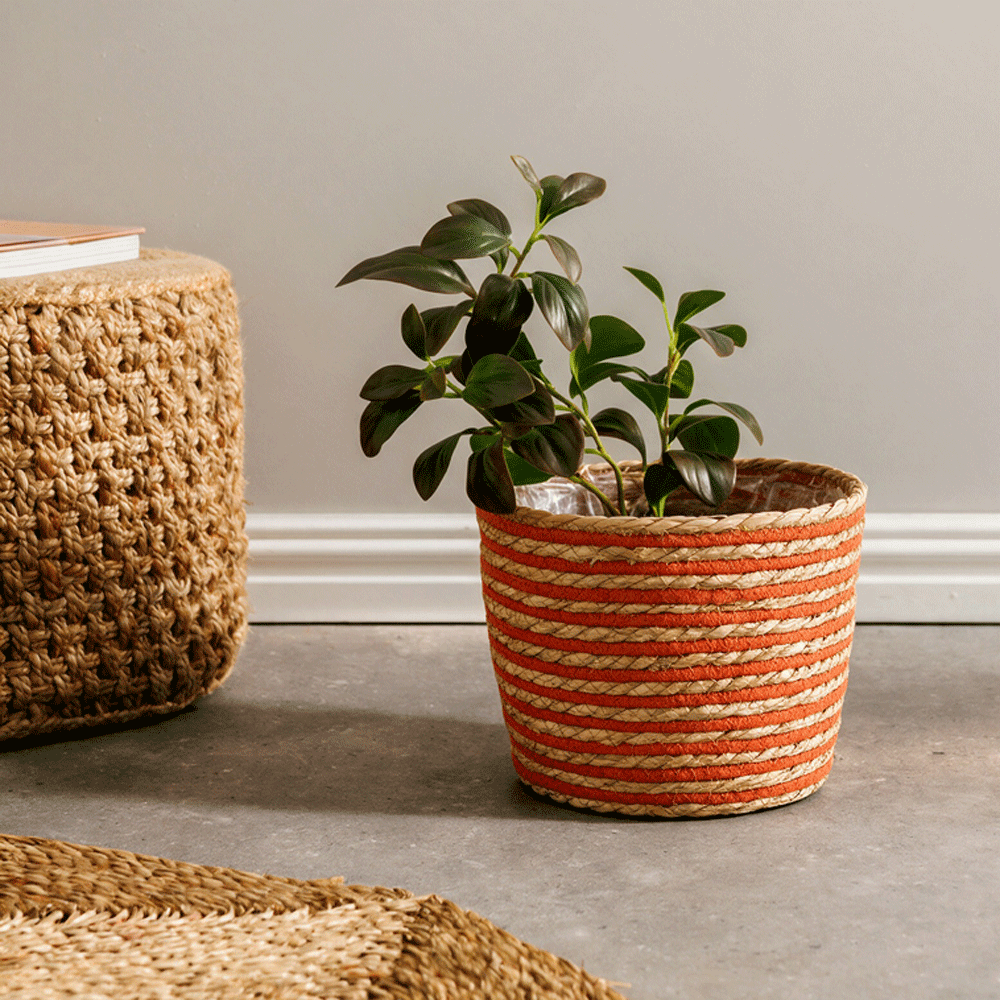Home.life Bulrush Cotton Lined Planter Rust-Planters