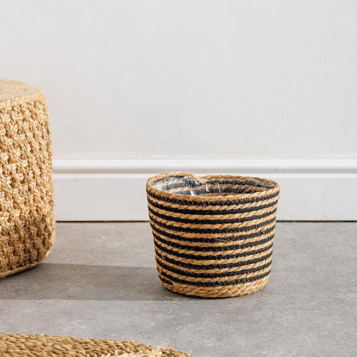 Home.life Bulrush Cotton Planter Lined Black-Planter