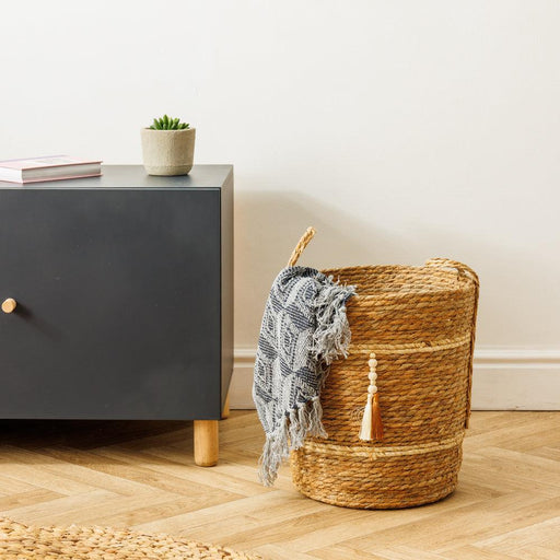 Home.Life Bulrush Maize Two Tone Tassel Basket Natural-Storage Baskets