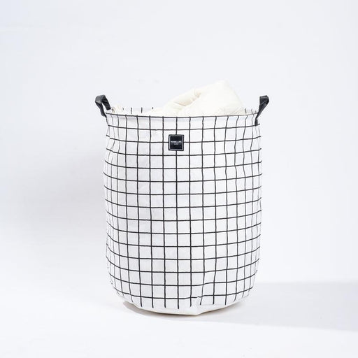 Home Life Canvas Laundry Basket - Black Grid-Laundry Basket