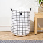 Home.Life Canvas Laundry Basket Black Grid