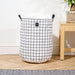 Home Life Canvas Laundry Basket - Black Grid-Laundry Basket