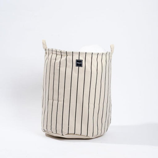 Home Life Canvas Laundry Basket - Black Stripe-Laundry Basket