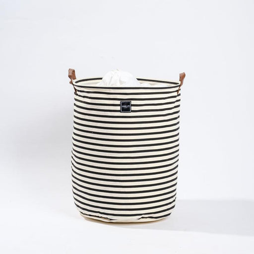 Home Life Canvas Laundry Basket - Bold Black Stripe-Laundry Basket