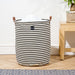 Home Life Canvas Laundry Basket - Bold Black Stripe-Laundry Basket