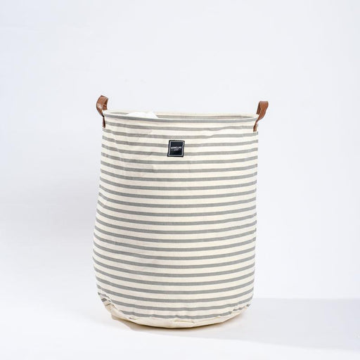Home Life Canvas Laundry Basket - Bold Grey Stripe-Laundry Basket