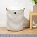 Home Life Canvas Laundry Basket - Bold Grey Stripe-Laundry Basket