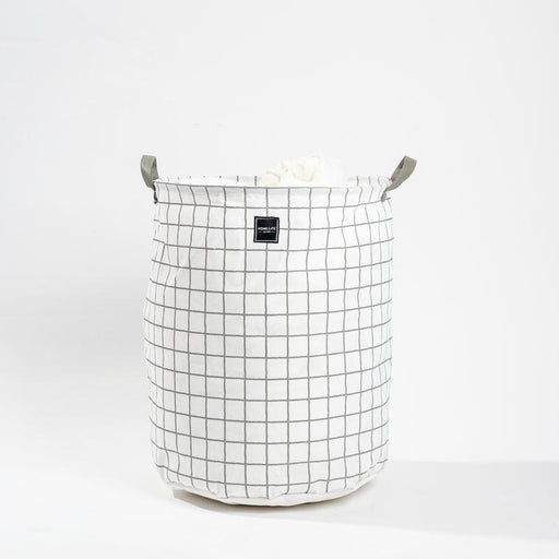 Home Life Canvas Laundry Basket - Grey Grid-Laundry Basket