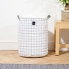 Home.Life Canvas Laundry Basket Grey Grid