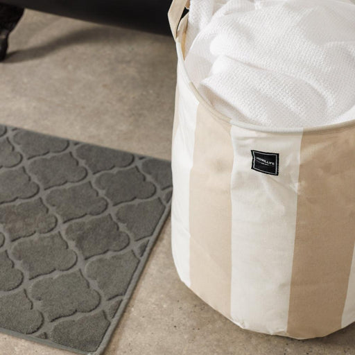 Home.Life Canvas Laundry Storage Bag Broad Stripe Mocca-Laundry Basket