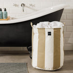 Home.Life Canvas Laundry Storage Bag Broad Stripe Stone