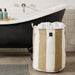 Home.Life Canvas Laundry Storage Bag Broad Stripe Stone-Laundry Basket