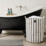Home.Life Canvas Laundry Storage Bag Pinstripe Black