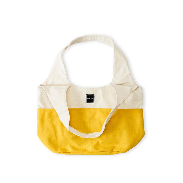 Home.Life Canvas Lined Tote Bag Natural and Yellow-Beach Bags
