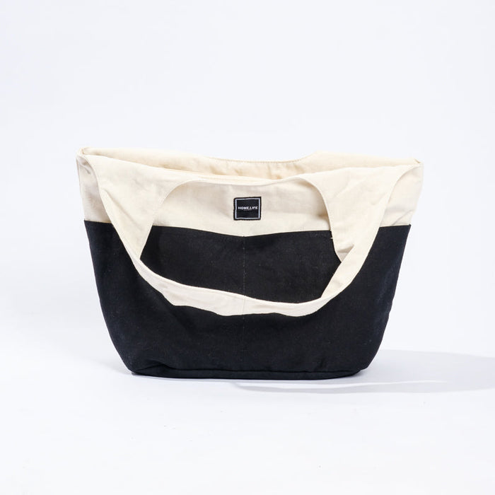 Home.Life Canvas Lined Tote Bag - Natural/Black-BEACH BAGS