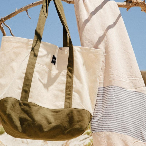 Home.Life Canvas Oversized Tote Bag Natural and Green – Whitehouse