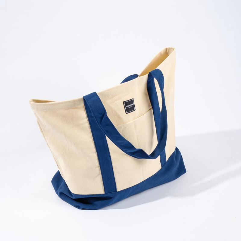 MONCHOUCHOU THE CANVAS BAG 大容量 Home.Life Canvas Tote Bag | Natural/Navy | Beach Bags – Whitehouse