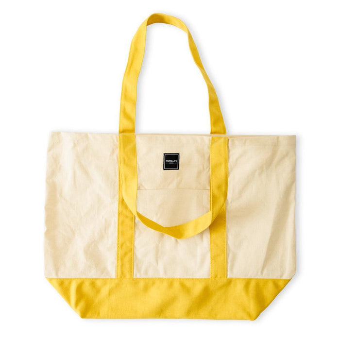 Home.Life Canvas Oversized Tote Bag Natural and Yellow-Beach Bags