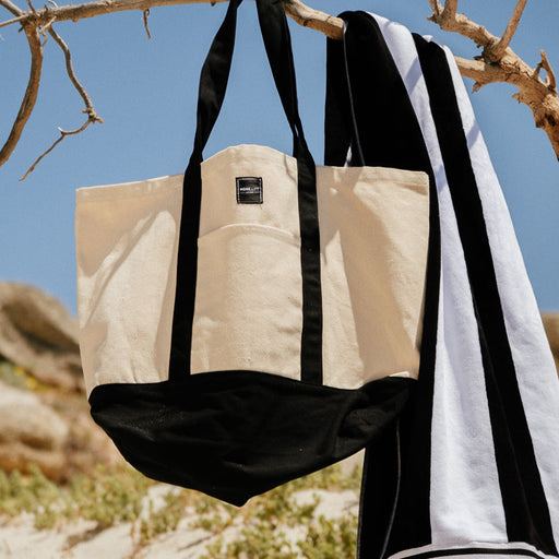 Home.Life Canvas Tote Bag - Natural/Black-BEACH BAGS