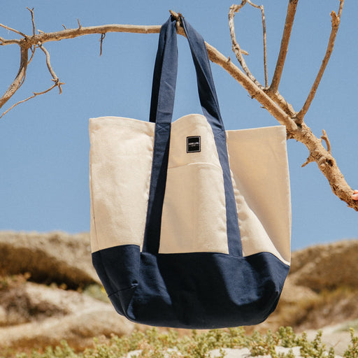 Home.Life Canvas Tote Bag - Natural/Navy-BEACH BAGS