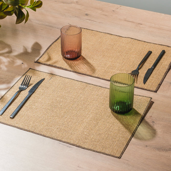 HOME.LIFE Jute Black Hemmed Placemats - 4 pack-Placemats