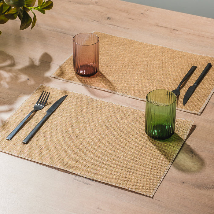 HOME.LIFE Jute Cream Hemmed Placemats - 4 pack-Placemats