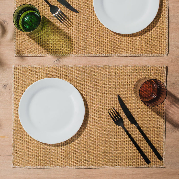 HOME.LIFE Jute Cream Hemmed Placemats - 4 pack-Placemats