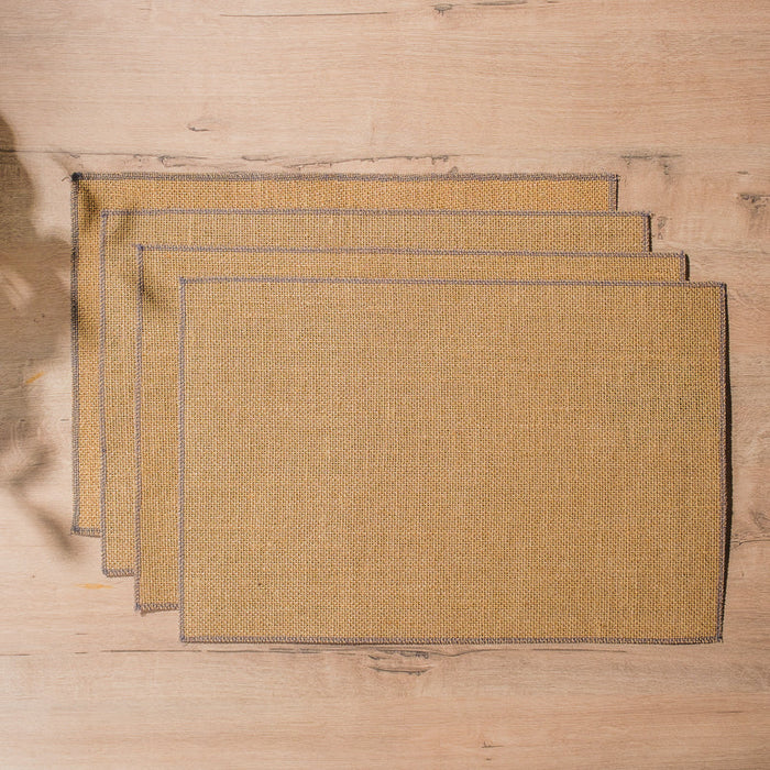 HOME.LIFE Jute Grey Hemmed Placemats - 4 pack-Placemats