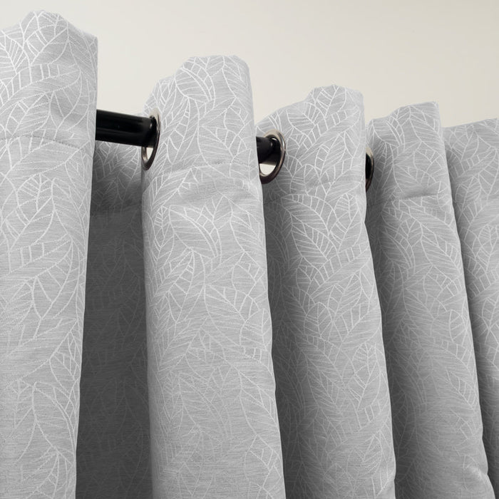 HOME.LIFE Leaf Lined Eyelet Curtain - Silver