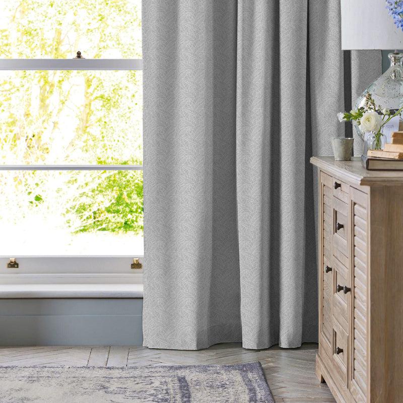 White Leaf Cafe Puff Taped Unlined Curtain main image 1